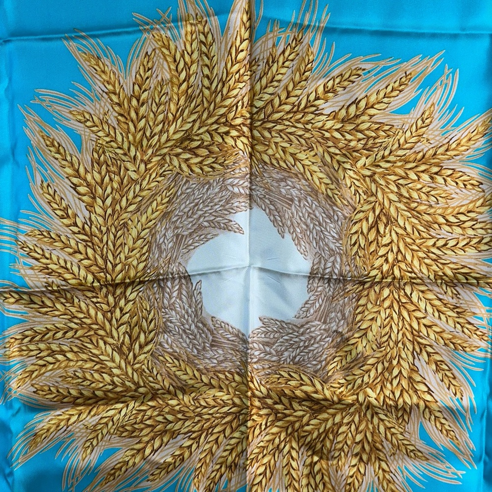 Dior Silk Scarf in Teal and Gold - Picture 6 of 9